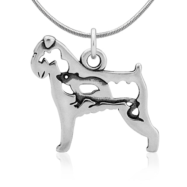 Brussels Griffon Necklace Body Design with Rat in Sterling Silver on Snake Chain.