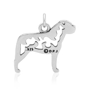 Bullmastiff Pendant Body Design in Sterling Silver Back Side View.