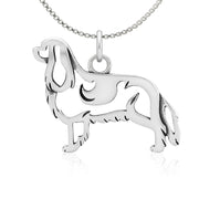 Cavalier King Charles Spaniel Necklace Body Design in Sterling Silver on Box Chain.