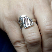 Cavalier King Charles Ring Head Design in Sterling Silver on Model.