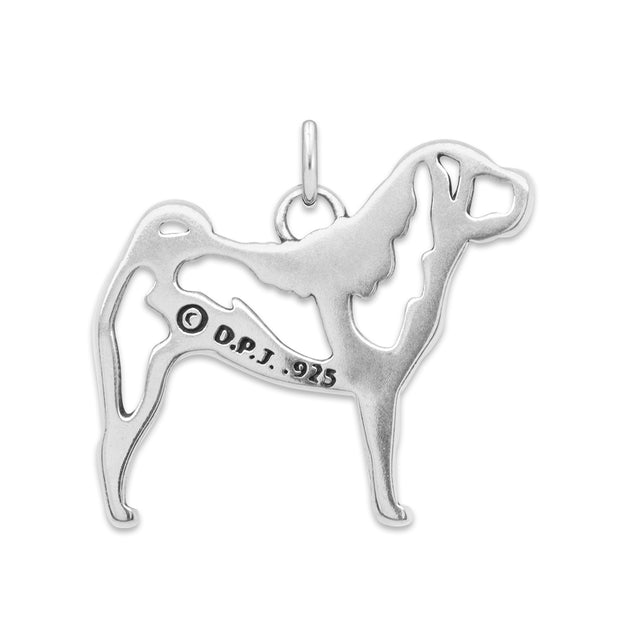 Chinese Shar Pei Pendant Body Design in Sterling Silver Back Side View.