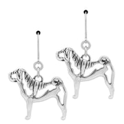 Chinese Shar Pei Earrings Body Design in Sterling Silver in Leverback.