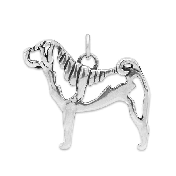 Chinese Shar Pei Pendant Body Design in Sterling Silver.