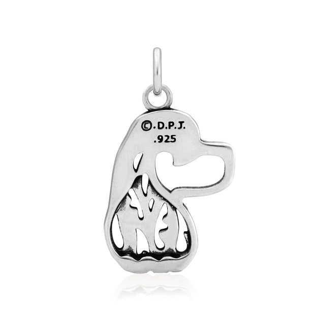 Cocker Spaniel Pendant Head Design in Sterling Silver Back Side View.