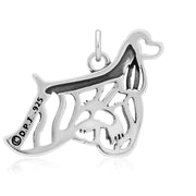 Cocker Spaniel Pendant Body Design with Pheasant in Sterling Silver Back Side View.