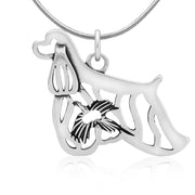 Cocker Spaniel Necklace Body Design with Pheasant in Sterling Silver on Snake Chain.