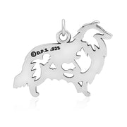 Rough Coat Collie Pendant Body Design with Ram in Sterling Silver Back Side View.