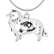 Rough Coat Collie Necklace Body Design with Ram in Sterling Silver on Snake Chain.