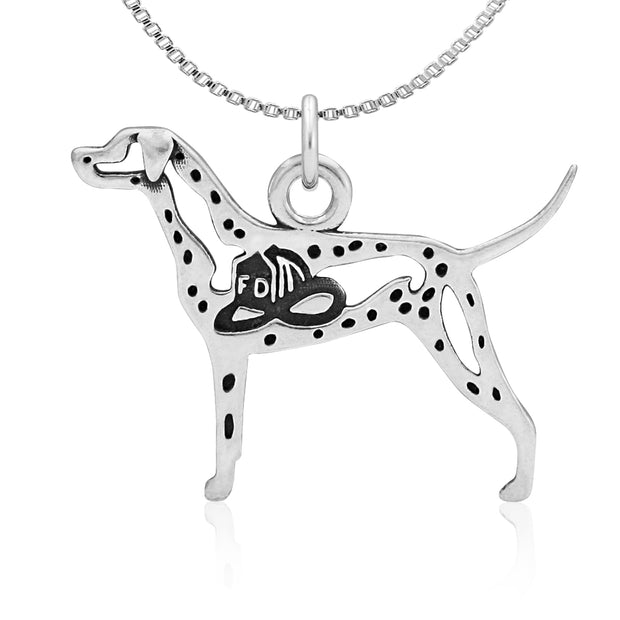 Dalmation Necklace Body Design in Sterling Silver on Box Chain.