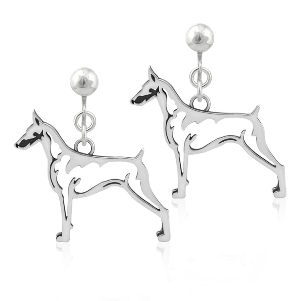 Doberman Pinscher Earrings in Sterling Silver