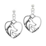 Sterling Silver Doberman Pinscher Heart Earrings