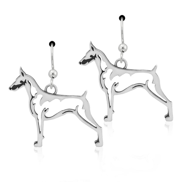 Doberman Pinscher Earrings in Sterling Silver