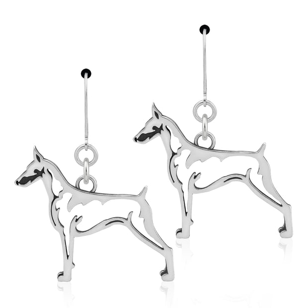 Doberman Pinscher Earrings in Sterling Silver