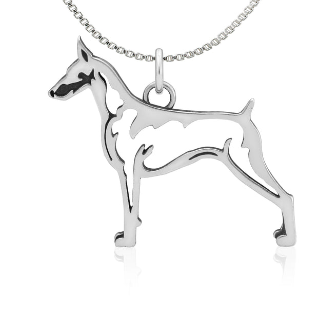 Doberman Pinscher Necklace Jewelry in Sterling Silver