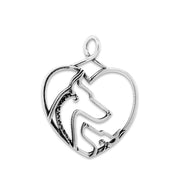 Doberman Pinscher Heart Pendant Mom and Pup in Sterling Silver.