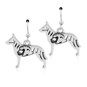 Dutch Shepherd Earrings Body Design with Sheep in Sterling Silver in French Hook.