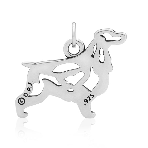 English Cocker Spaniel Pendant Body Design in Sterling Silver Back Side View.