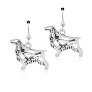 English Cocker Spaniel Earrings Body Design with Pheasant in Sterling Silver in French Hook.