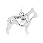 French Bulldog Pendant Body Design in Sterling Silver Back Side View.