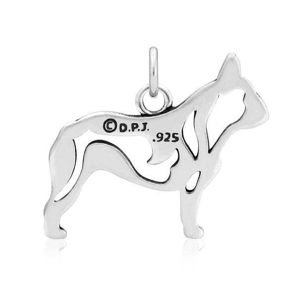 French Bulldog Pendant Body Design in Sterling Silver Back Side View.