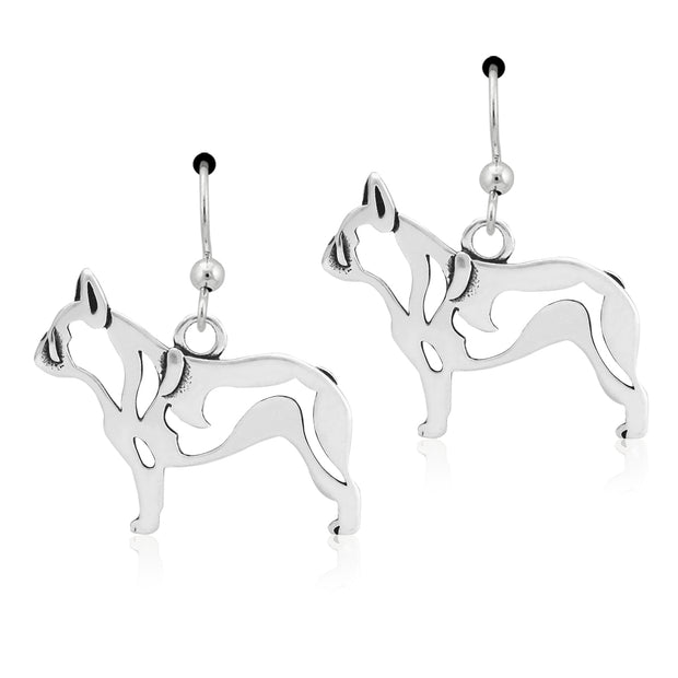 French Bulldog Earrings Body Design in Sterling Silver in French Hook.