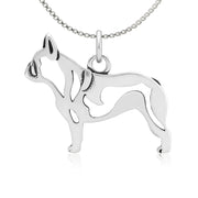 French Bulldog Necklace Body Design in Sterling Silver on Box Chain.