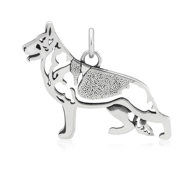 German Shepherd Pendant Body Design in Sterling Silver.