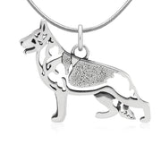 German Shepherd Necklace Body Design in Sterling Silver on Snake Chain.