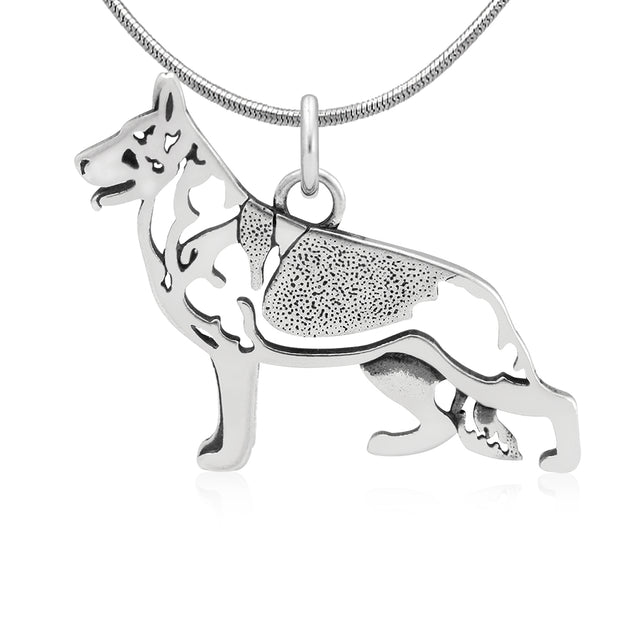 German Shepherd Dog Necklace Jewelry in Sterling Silver