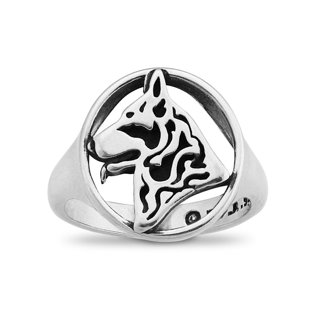 Sterling Silver German Shepherd Ring