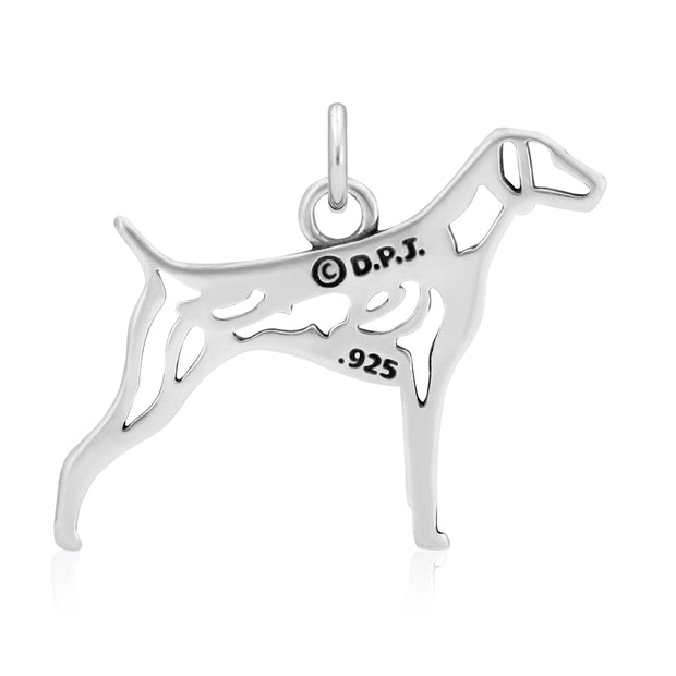 German Shorthaired Pointer Pendant Body Design in Sterling Silver Back Side View.