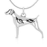 German Shorthaired Pointer Necklace Body Design in Sterling Silver on Box Chain.