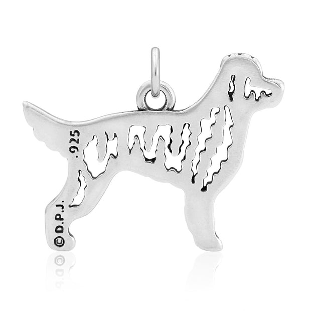 Goldendoodle Pendant Body Design in Sterling Silver Back Side View.