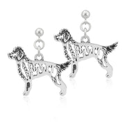 Goldendoodle Earrings Body Design in Sterling Silver in Dangle Post.