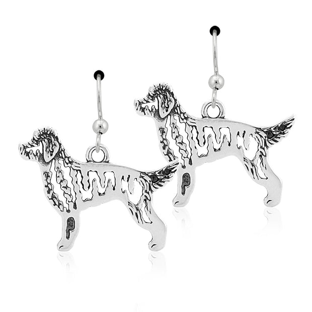 Goldendoodle Earrings Body Design in Sterling Silver in French Hook.