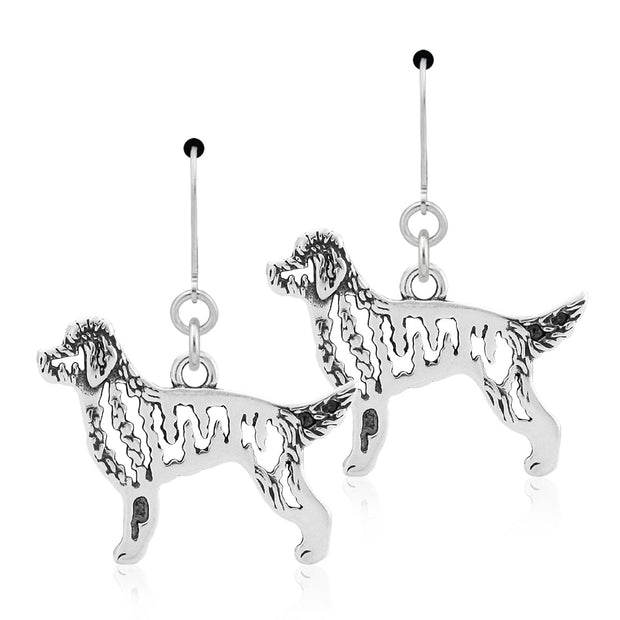 Goldendoodle Earrings Body Design in Sterling Silver in Leverback.