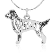 Goldendoodle Necklace Body Design in Sterling Silver on Box Chain.