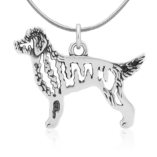 Goldendoodle Necklace Body Design in Sterling Silver on Snake Chain.