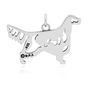 Gordon Setter Pendant Body Design with Grouse in Sterling Silver on Snake Chain Back Side View.