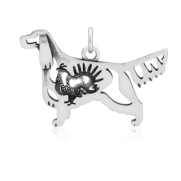 Gordon Setter Pendant Body Design with Grouse in Sterling Silver.