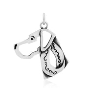 Great Dane Pendant Head Design with Natural Ears in Sterling Silver.