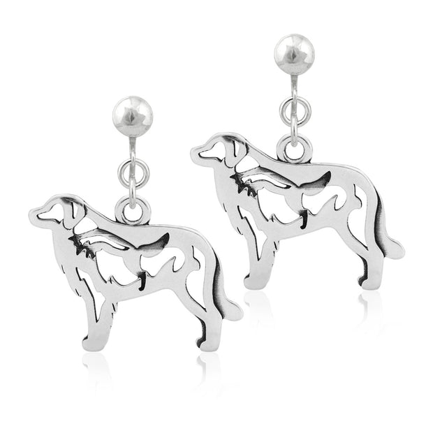 Great Pyrenees Clip-On Earrings Body Design with Fox in Sterling Silver.