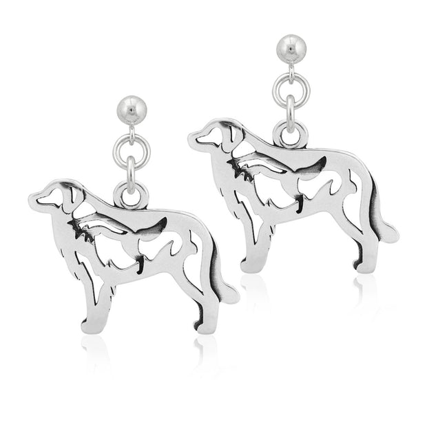 Great Pyrenees Earrings Body Design with Fox in Sterling Silver in Dangle Post.