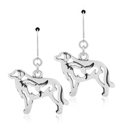 Great Pyrenees Earrings Body Design with Fox in Sterling Silver in Leverback.