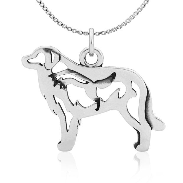 Great Pyrenees Necklace Body Design with Fox in Sterling Silver on Box Chain.