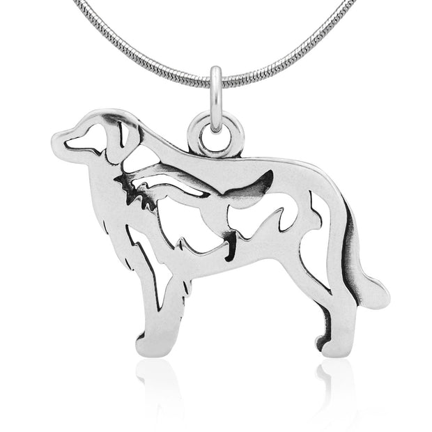 Great Pyrenees Necklace Body Design with Fox in Sterling Silver on Snake Chain.