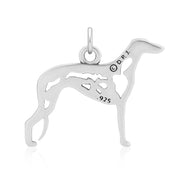 Greyhound Pendant Body Design in Sterling Silver Back Side View.