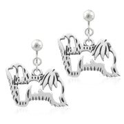 Havanese Clip-On Earrings Body Design in Sterling Silver.