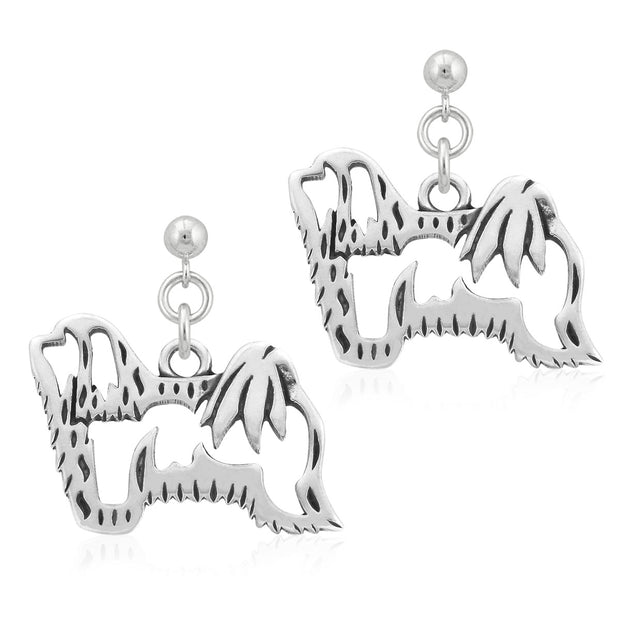 Havanese Earrings Body Design in Sterling Silver in Dangle Post.