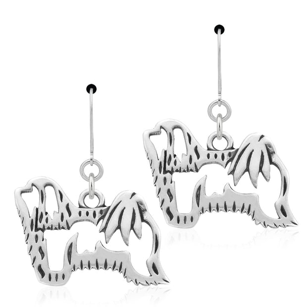 Havanese Earrings Body Design in Sterling Silver in Leverback.